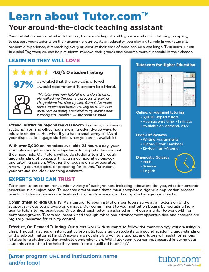 Tutor.com Overview for Faculty - cover