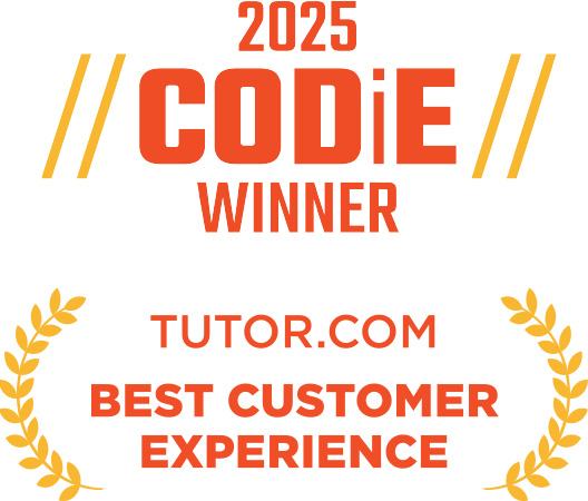 2025 SIIA CODiE award for Tutor.com, recognizing 'Best Customer Experience', with laurel wreath design.